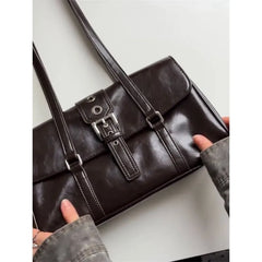 Hnewly  High Street Coffee Shoulder Bags For Women New Pu Leather Chic Casual Handbag Ladies Large Capacity Underarm Designer Luxury Bag