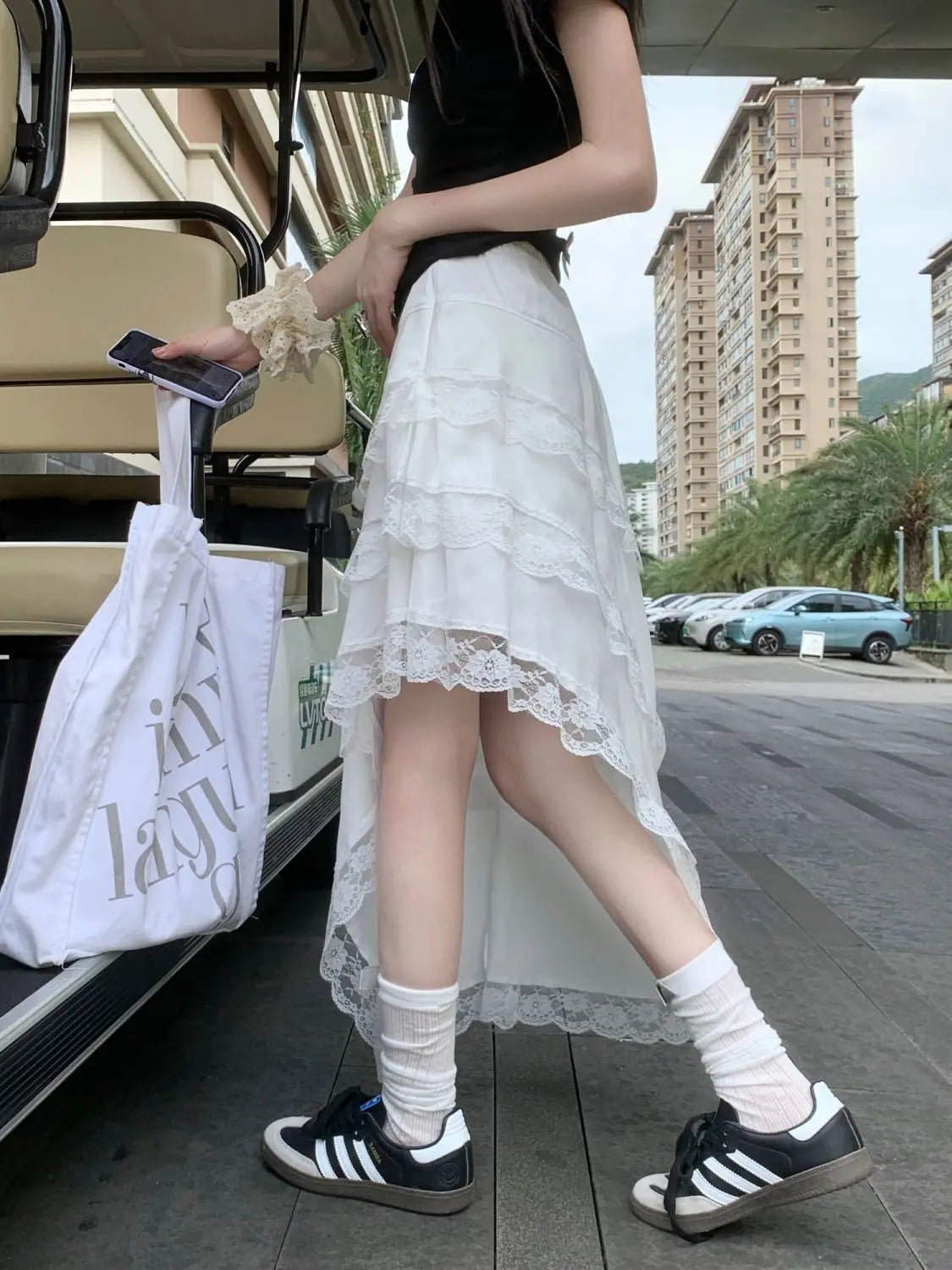 Hnewly Women's Summer Skirt Irregular Cake Skirt Medium length Skirt