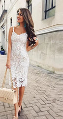 Lunivop  Bella Philosophy woman spring sexy embroidery spaghetti strap shirt dress high line strapless sheath dress knee lace party dress