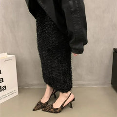 Hnewly Summer High-heeled Women's Shoes Fashionable Pointed Toe Sexy Stiletto Heels Leopard Print Women's Shoes