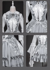 Hnewly  Original Gothic Lolita Dress Set Spring and Summer New Women's Sweet Slim-Fit Horn Sleeves Shirt Skirt Waist Seal 3-piece Set