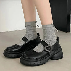 Hnewly Chunky Loafers Shoes autumn Women Japanese Style Slip On brown Lolita Shoes Women Fashion Thick Sole Round Toe Uniform Shoe