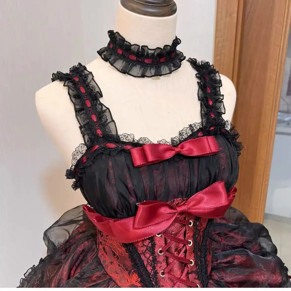 Hnewly  Gothic Lolita Y2k Dress Women Vintage Victorian Harajuku Bow Lace Bandage Party Dresses Spice Girls Sleeveless Cos Vestidos