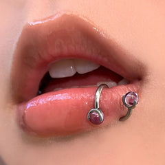 Hnewly  Transparent Multi-Color Beaded S-Shaped Titanium Steel Internal Thread Labret Stud S-Ring Niche Edgy Girl Piercing Jewelry Gift
