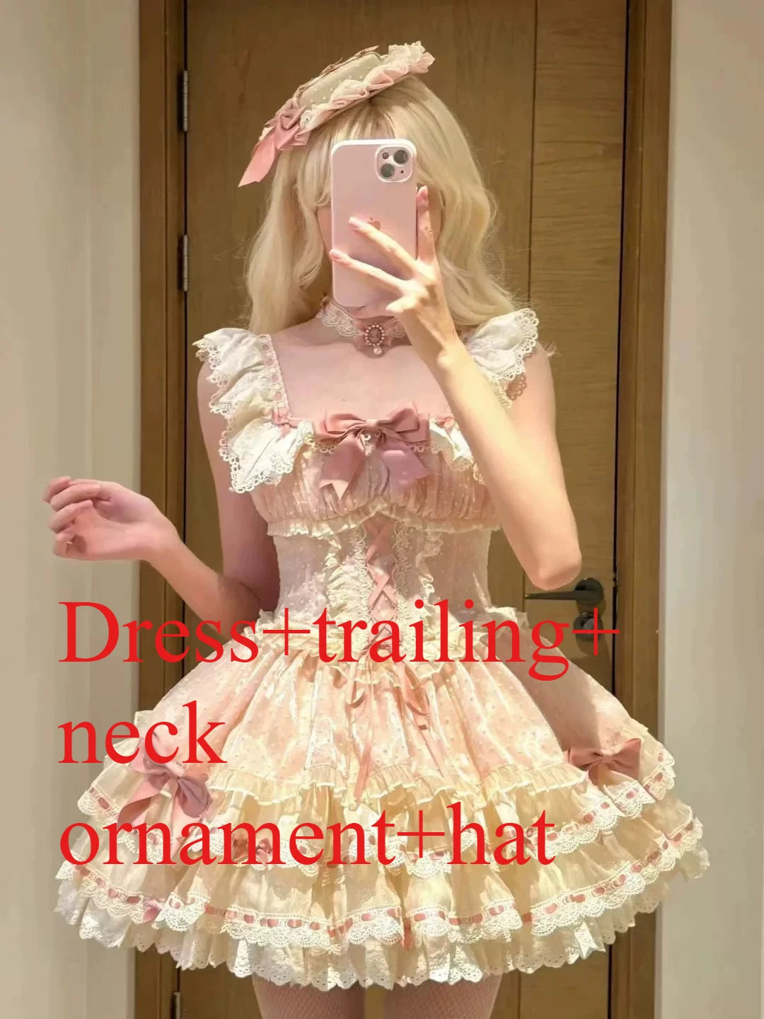 Hnewly  Original New Spring Summer Sleeveless Pink Suspenders Dress Cute Bow Elegant Lace Splicing Adult Birthday Party Fluffy Dress