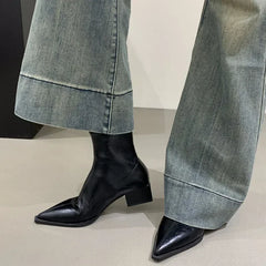 Lunivop  Pointed Toe Women Slim Ankle Boots Fashion Square Low Heel Ladies Elegant Back Zippers Short Booties Women's Footwear
