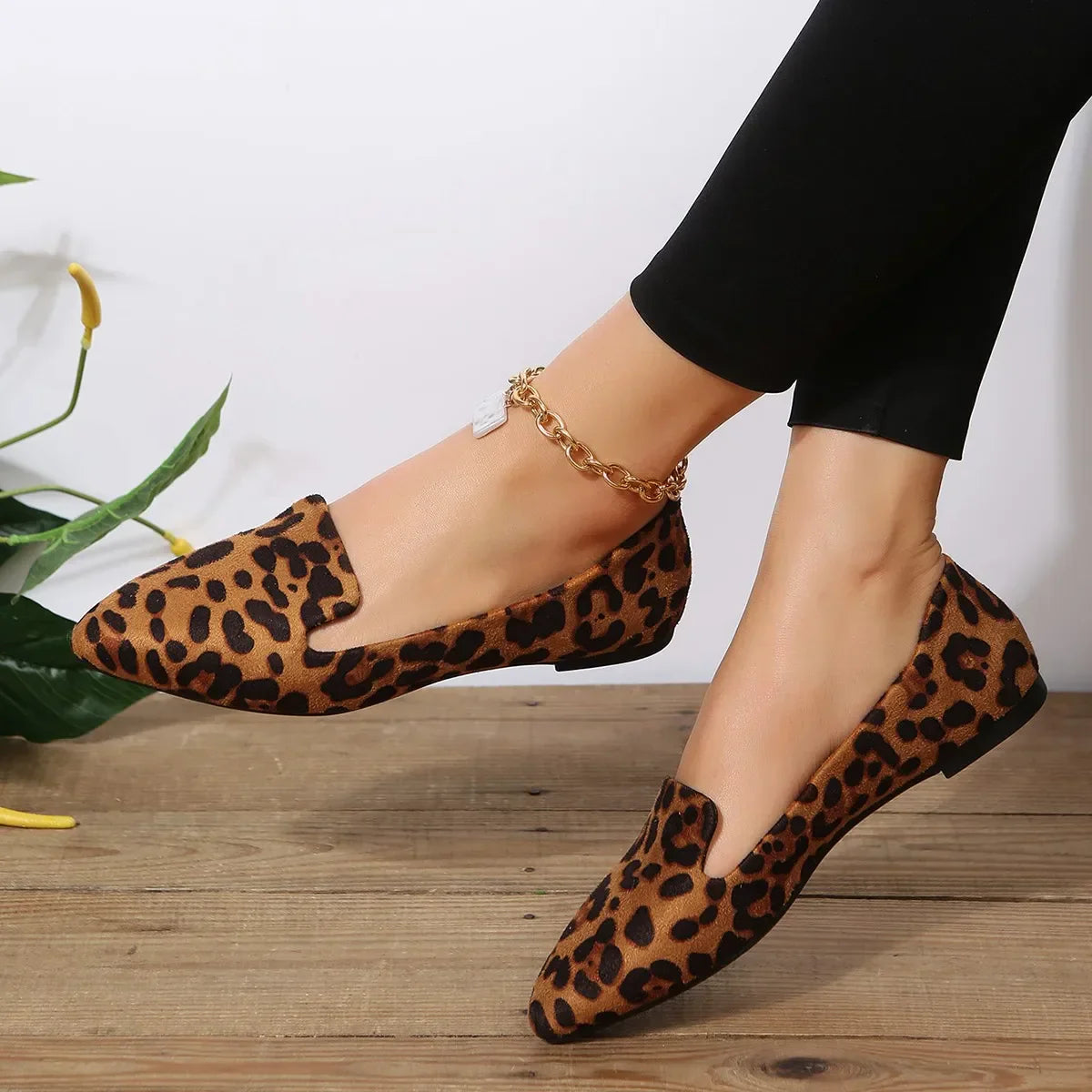 Hnewly Loafers Flats Leopard Pointed Toe Casual Women Shoes New Comfortable Walking Mujer Zapatos:Wear-resisting