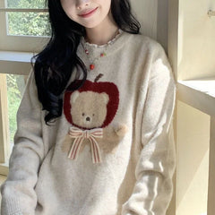 Hnewly  Kawaii Sweaters Cartoon Women Harajuku Sweet Knitted Pullovers Autumn Winter Fashion Oversize Cute Aesthetics Sweaters