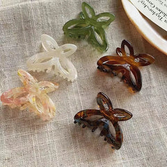 Hnewly  1PC High Color Value Romantic Spring Color Acetate Butterfly Grab Clip Temperament Aesthetic Hollow Bow Hair Clip Back of Head H
