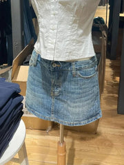 Hnewly  American Vintage Denim Mini Skirts Women Summer Fashion High Waist Straigth Short Faldas Casual Fashion Streetwear Cotton Skirt
