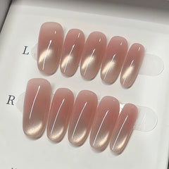 Lunivop  10pcs Handmade Press on Nails Nude Self-adhesive Nail Tips Reusable Adhesive False Nails Ready-made Artificial Glued Nails