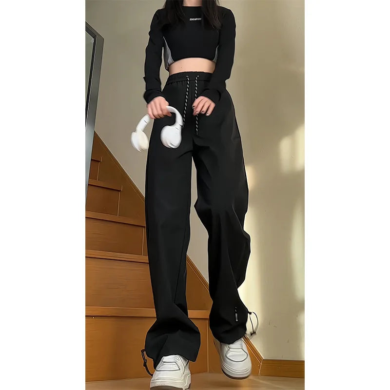 Hnewly  Wide Leg Pants Ivory Womens Spring Pleated Flannel Lightweight Tender Draping College Chic Comfort Detail Trousers Highstreet BF