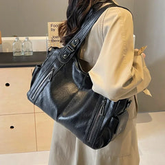 Hnewly  Soft Interior Compartment Shoulder Bags High Quality Contrasting Colors Bags for Women Fashion Zipper Pu Women's Handbags