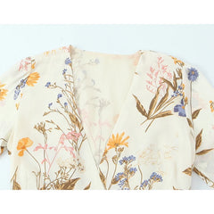 Lunivop  New Women Floral Print Casual Summer Wrap Dress Cross V Neck A-line Short Robe French Style Holiday Dresses