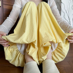 Hnewly  Korean Wide Leg Flower Bud Skirt Pants Women Summer High Waist Oversized Pants Woman Chic Loose Solid Color Casual Trouser