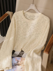 Hnewly  Cable Knit Crop Sweater for Women Long Sleeve Crew Neck Pullover Boxy-fit Plain Jumper Teen-girl Fall Winter Y2K Outfit