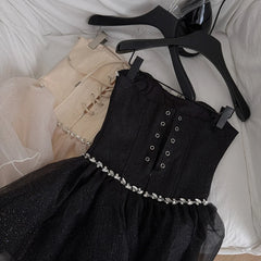 Hnewly  Sparkling Fishbone Corset Mini Dress Women Elegant Strapless Beads Rhinestone Back Lace-up Short Dress Evening Party Black Dress