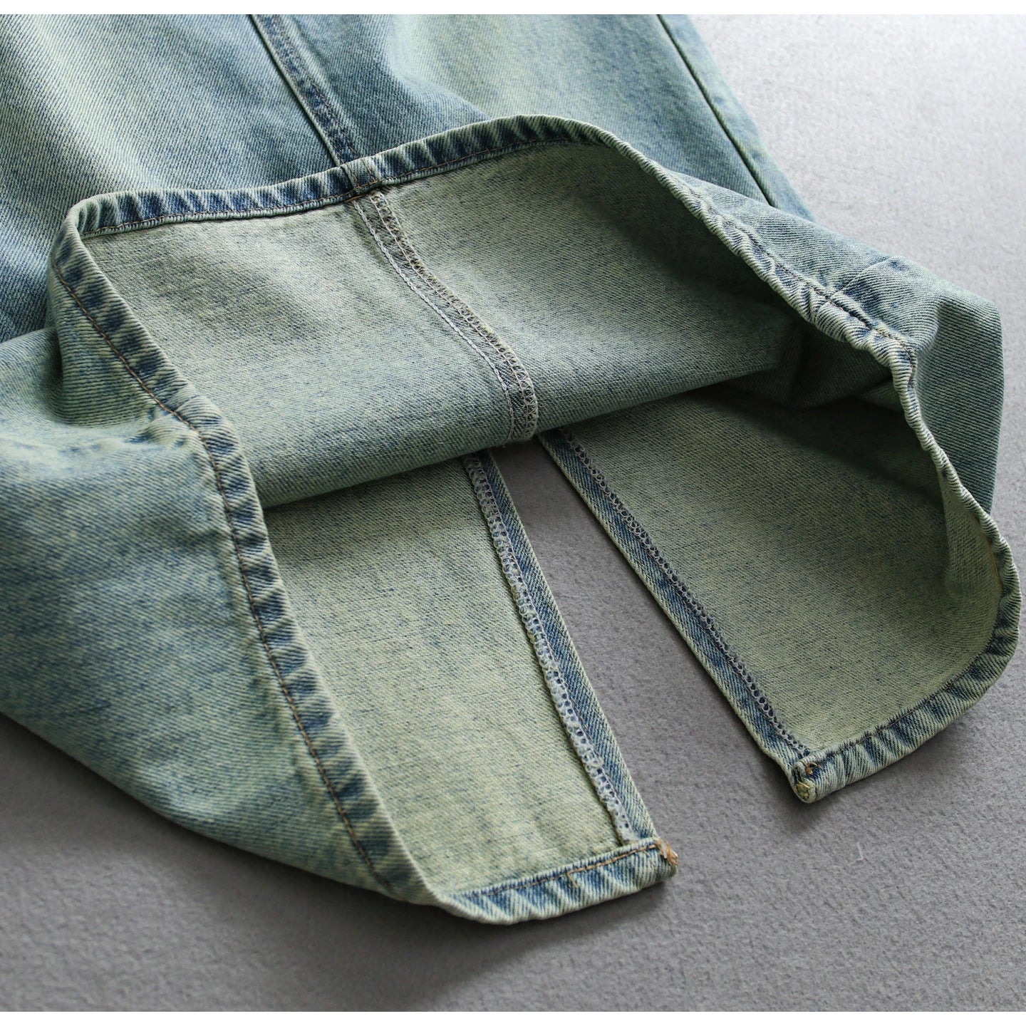 Hnewly  Splitted High Waisted Denim Skirt Women's Versatile Mid Length Jeans Skirt Autumn Light Color Fashion Double Pocket Skirts