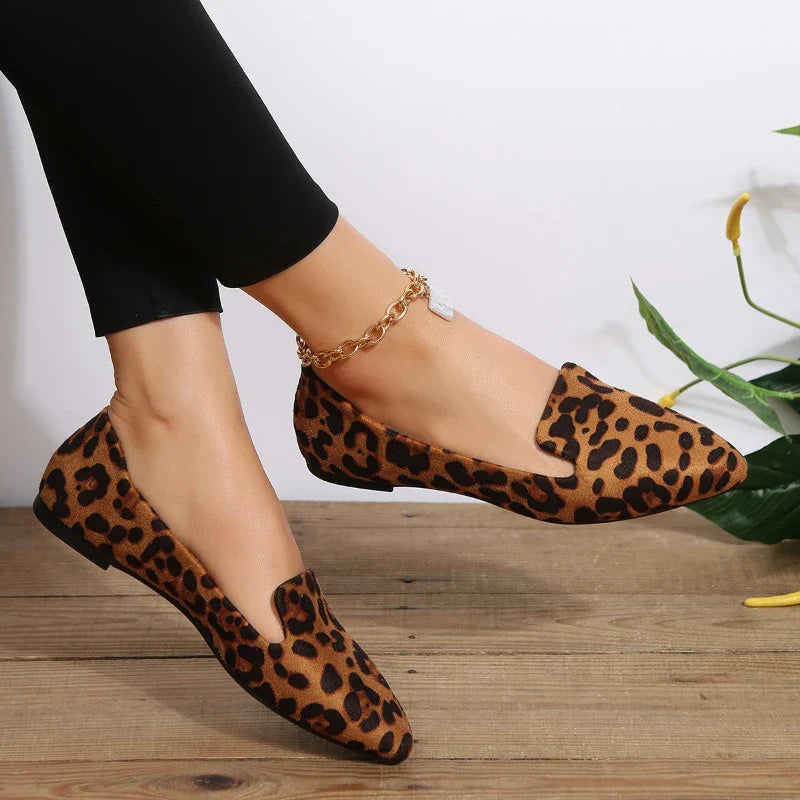 Hnewly Loafers Flats Leopard Pointed Toe Casual Women Shoes New Comfortable Walking Mujer Zapatos:Wear-resisting