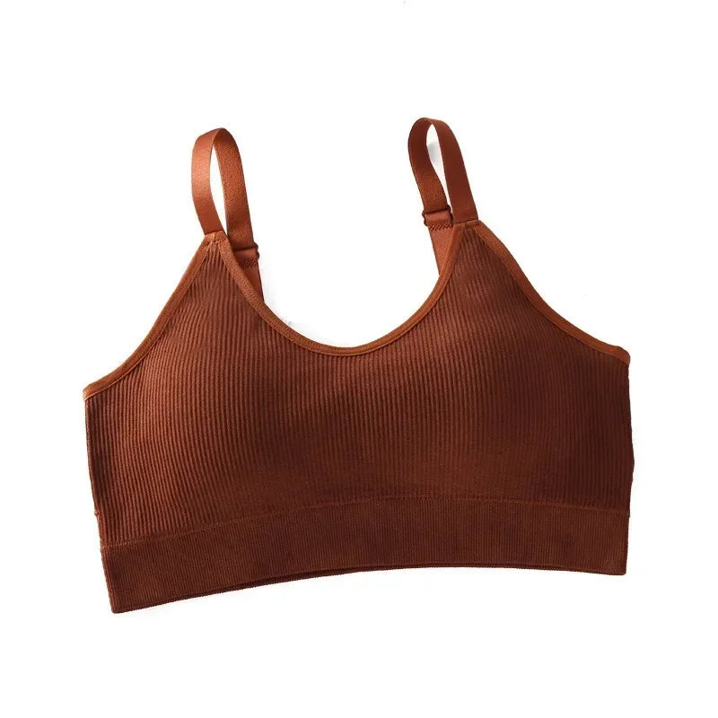 Hnewly Tube Tops for Women's Seamless Solid Color U Back Women's Underwear Crop Top Sports Tank Tops Bottoming Bra with Chest Pad Top