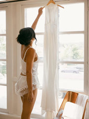 Hnewly  Sexy Lace Pyjamas Sets 2 Pieces Suits Women Fashion Spaghetti Sheath Sleeveless V-Neck Tracksuits(Tops+Shorts)Bodycone Female