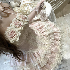 Hnewly  Original Sweet Exquisite Princess Style Prom Dresses New Women's Slim Fit Elegant Lace Rose Mini Halter Dress Lolita Dress