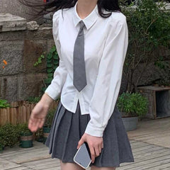 Hnewly Preppy Style White Shirts Women Hotsweet Spring Back Bandage Solid Korean Fashion Temperament All-match Sexy Casual Minimalist