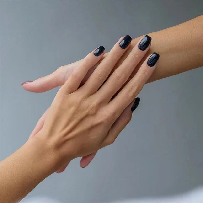 Hnewly 24pcs Artificial Nail Art Fake Nails Full Coverage Removable Ballet Short Press On Nails tips Chips Waterproof Solid Colour set