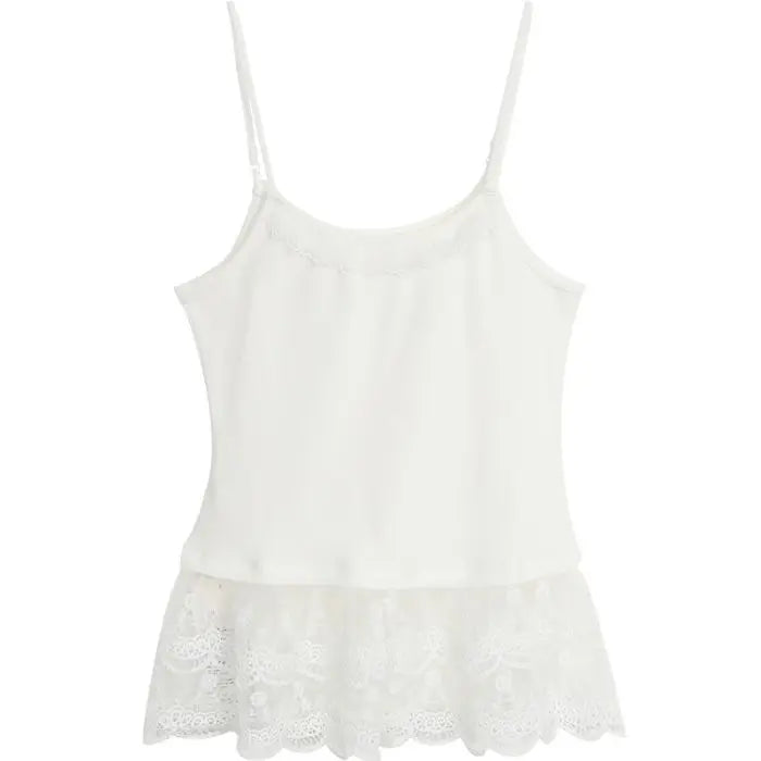 Hnewly Fashion White Lace Splice Sleeveless Camisole Tank Top Spring Autumn New Design Women's Cami Vest