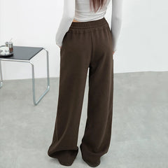 Hnewly  Korean Fashion Wide Leg Trousers Women Chic Drawstring High Waist Baggy Pants Woman Streetwear Loose Warm Sport Pants Female