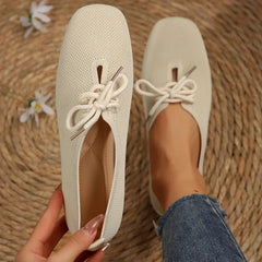 Hnewly Autumn Mesh Breathable Women's Flat Shoes Solid Simple Ballet Flats Female Casual Lace-up Walking Shoes for Women