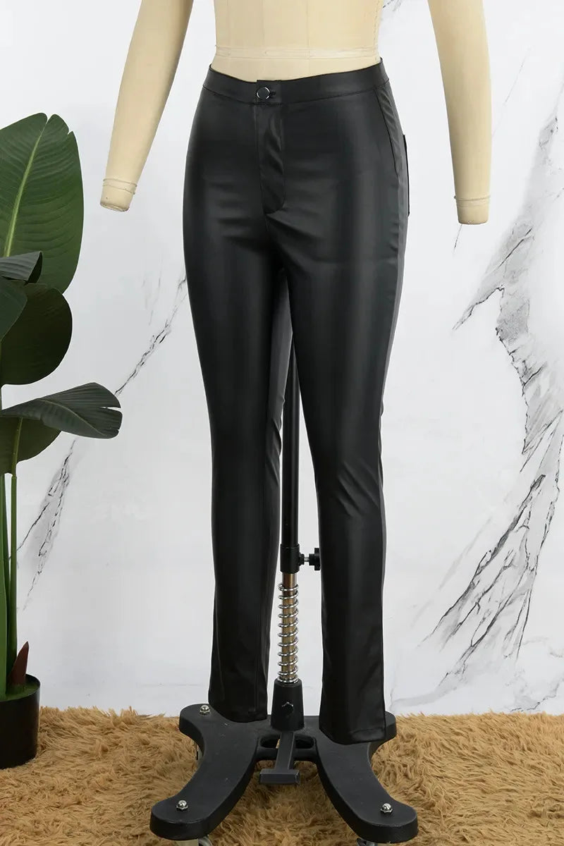 Hnewly leather pants outfits winter Women's High Waist Elastic Sexy Slim Pu Leather Pants,Europe and The United States Spice Girl Small Feet Pants,Autumn and Winter