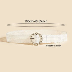 Hnewly  White Floral Lace Waist Belt Adjustable Fashion Accent Decor Accessory Women Lace Belt Leather Casual Waist Strap For Jeans
