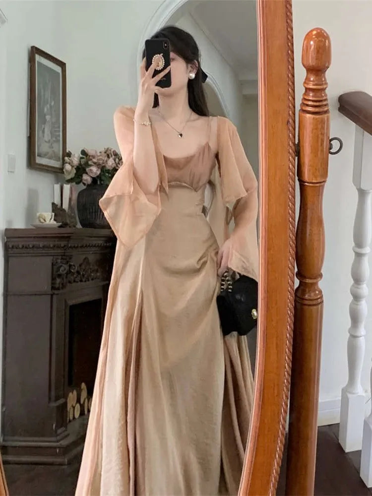 Hnewly  Women Dress Elegant Summer Vintage Strapless Evening Party Dress Casual Holiday Lady Beach Vestidos With Cardigan