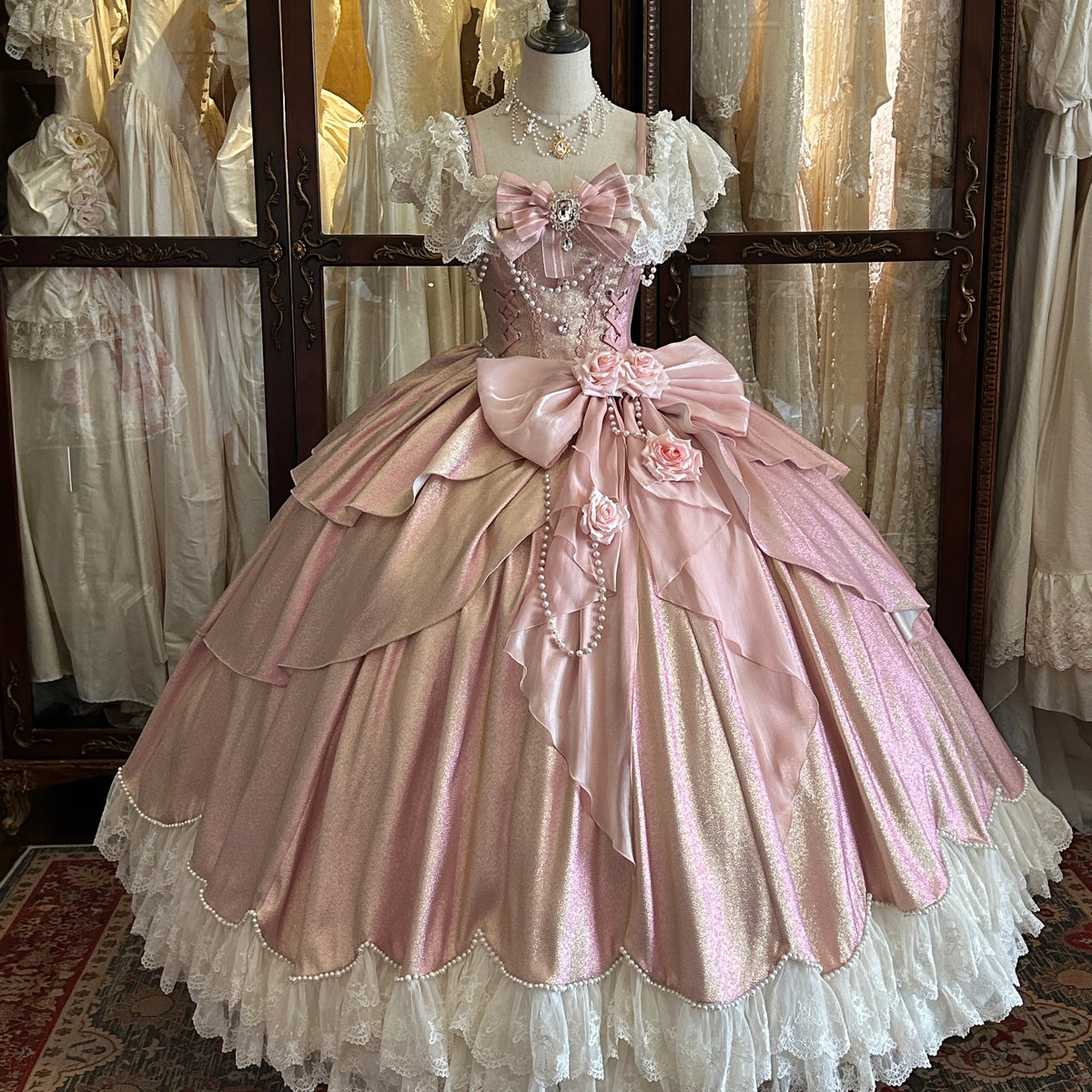 Hnewly  Dreamy Gorgeous Japanese Original Lolita Princess Dress Evening Gown Pink Birthday Party Coming-of-Age Ceremony Bow Sweet Dress
