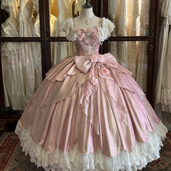 Hnewly  Dreamy Gorgeous Japanese Original Lolita Princess Dress Evening Gown Pink Birthday Party Coming-of-Age Ceremony Bow Sweet Dress