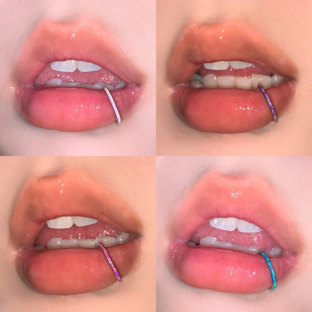 Hnewly  Female Charm Sparkling Stainless Steel Buckle Seamless 1.6mm Lip Ring Spicy Girl Piercing Jewelry High-quality and Simple