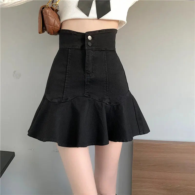 Hnewly  Skirts Women Summer High Waist Denim Mini Vintage Cargo Pockets Pleated Sexy Fashion Design Classy Cool Sweet College Streetwear