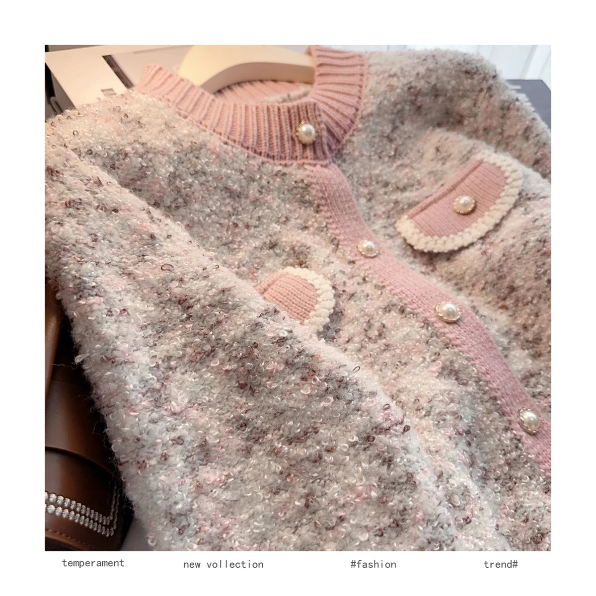 Hnewly  Luxury Pearl Button Sweater Women O-Neck Long Sleeve Cardigan Coat  Single Breasted Warm Jacket Casual All-Matched Knitwear Top