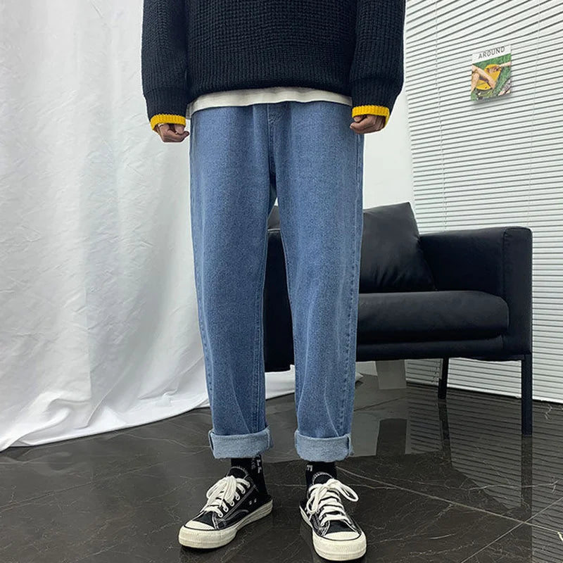 Hnewly  4 Colors Harem Jeans Women Elastic Waist Korean Style Trendy BF Unisex Couple Ulzzang Streetwear College Leisure Female Bottom