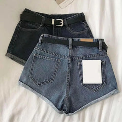 Hnewly  Versatile High Waisted Denim Shorts Summer 2025 New  Rolled Edges Loose Wide Leg Hot Pants Minimalist Women's Beach Pants