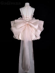 Hnewly  Japanese Original Sweet Girl Pink Lolita Dress Little Dress Sweet Girl Princess Style Bow JSK Strap Fashion Versatile Dresses
