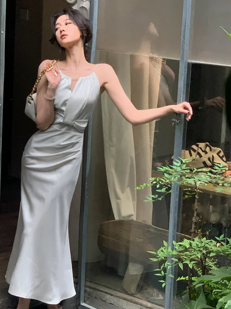 Hnewly Summer Clothes Chic Party Prom Dress Elegant Sleeveless Wedding Mermaid Women Sexy Elegant Fashion Slim Solid Tank Evening Robe