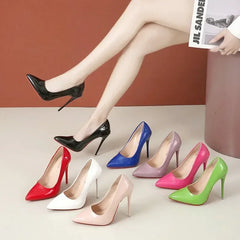 Hnewly  Super stiletto heels women new black red bottom 12cm sexy bright leather single shoes  red heels  pumps