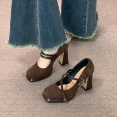 Lunivop  Women's New Summer Retro High Heels Shoes Thick Heel Comfortable Shoes Waterproof Platform Short Women Club Mary Jane Shoes Pump