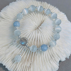 Hnewly Original Opal Sea Blue Treasure Moonlight Crystal Bracelet Light Luxury Elastic Bracelet For Girls Women Jewelry Accessories