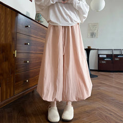 Hnewly  Korean Wide Leg Flower Bud Skirt Pants Women Summer High Waist Oversized Pants Woman Chic Loose Solid Color Casual Trouser