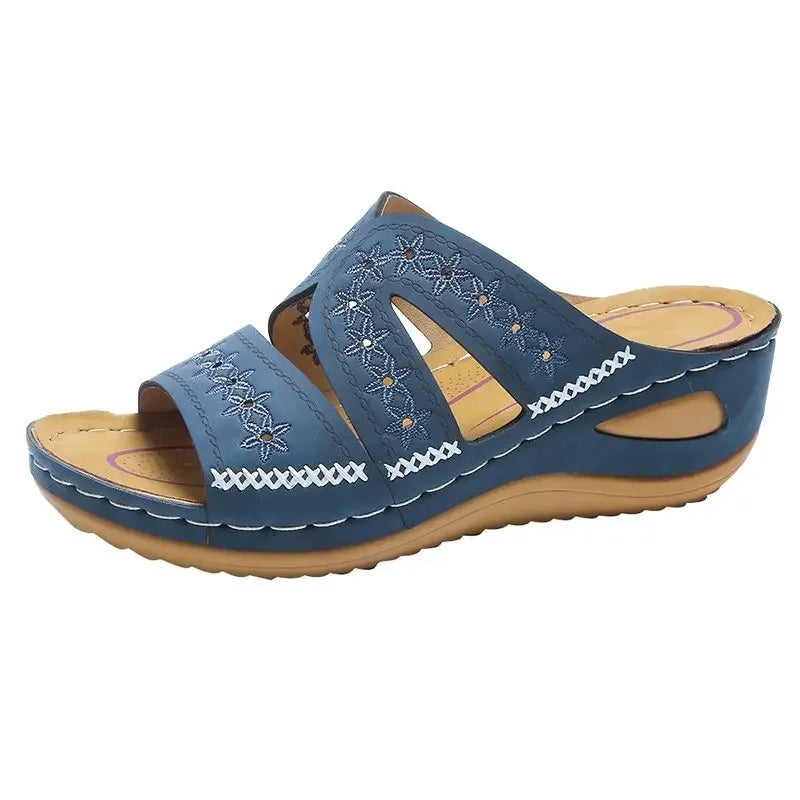 Hnewly  New Summer Women Wedge Sandals Premium Orthopedic Open Toe Sandals Vintage Anti-slip Leather Casual Female Platform Retro Shoes