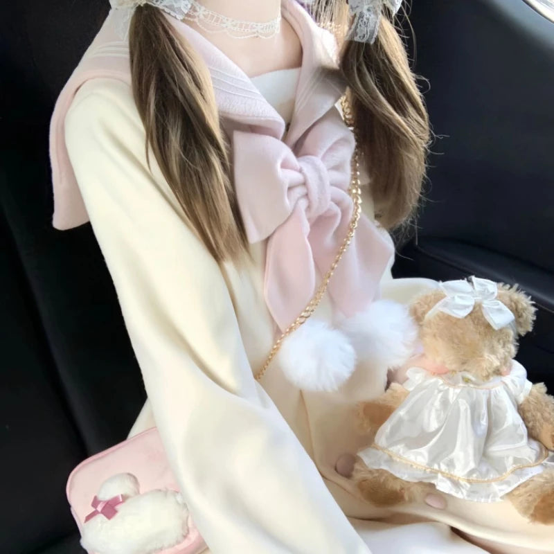 Hnewly cute winter outfits Sweet Japanese Kawaii Short Overcoats Women Lolita Thin Jacket Female 2000s Vintage Clothing Street Wear Dress Coats Y2k Autumn