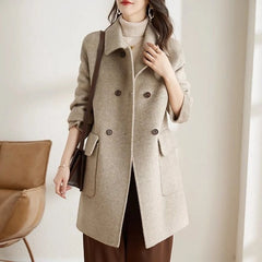 Hnewly  Women's Plus Size Slim Fit Long Coat New Autumn Winter Warm Thickened Fashionable Korean Style Woolen Overcoat